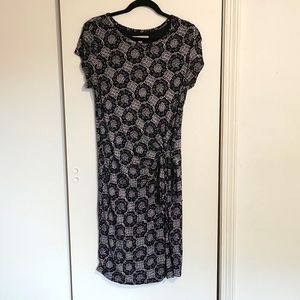 M LOFT patterned blue dress, side tie